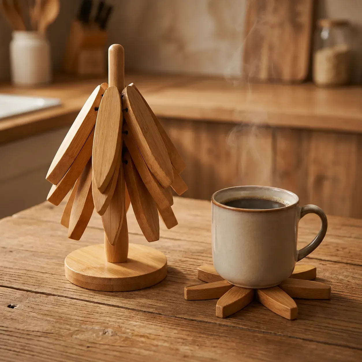 A leaf as a coaster