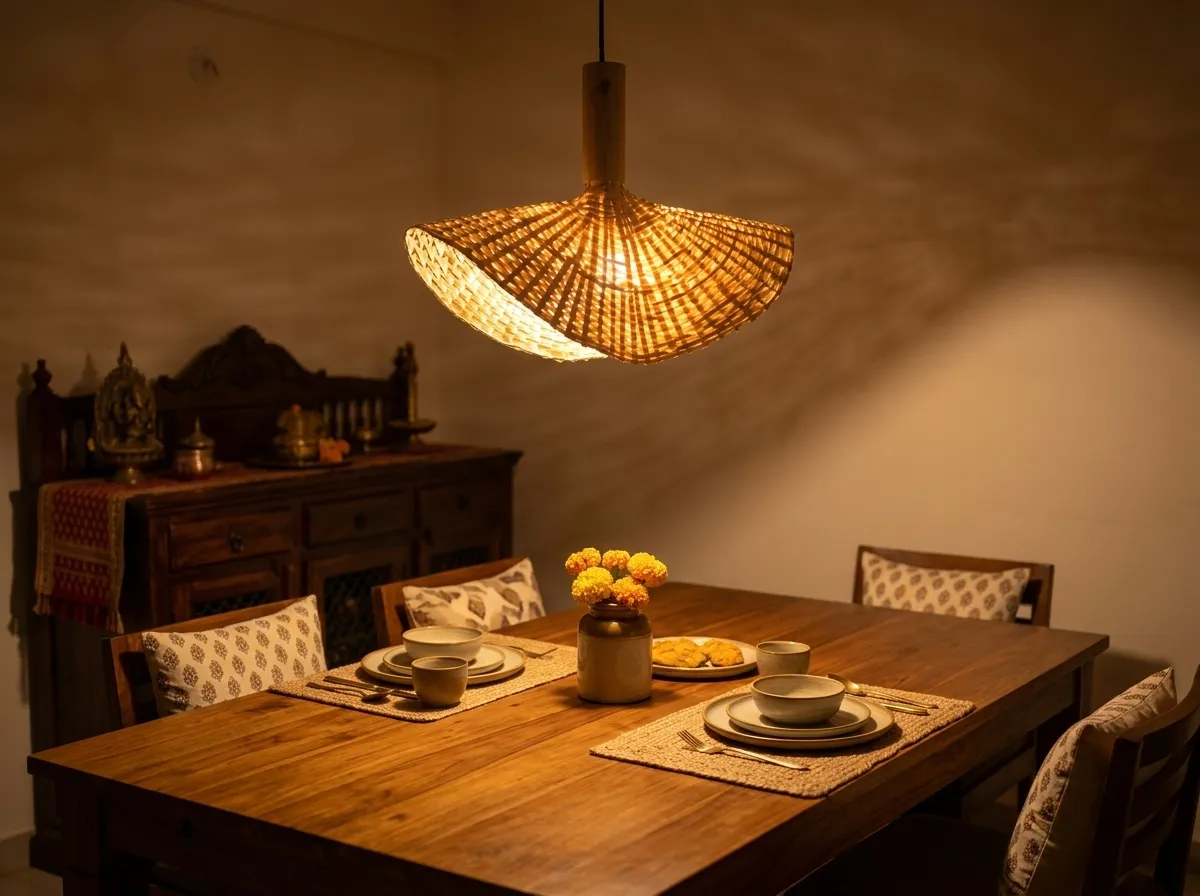 Centred over the dining table