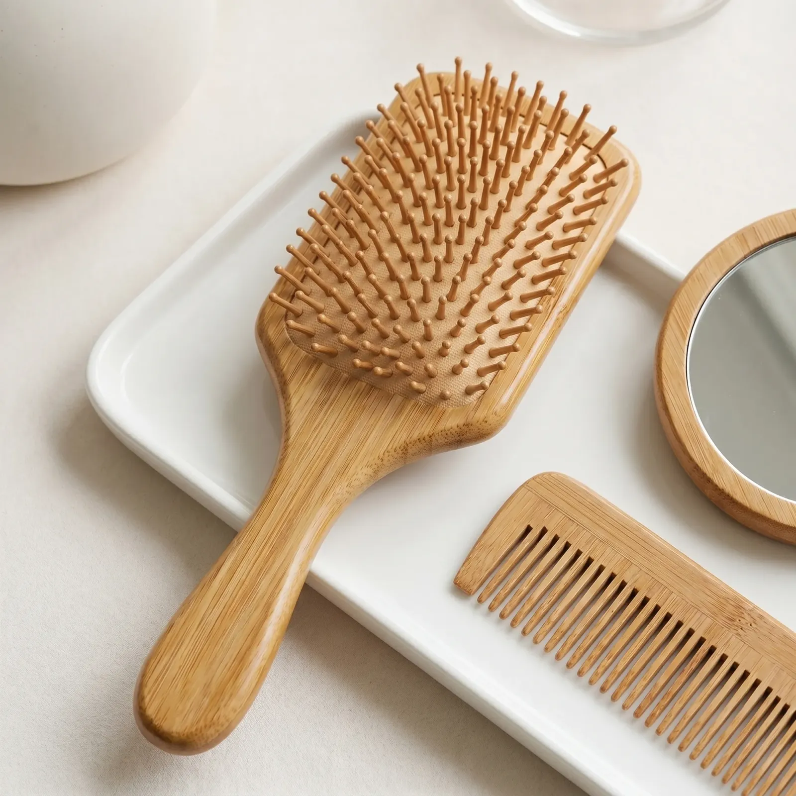 On the vanity tray