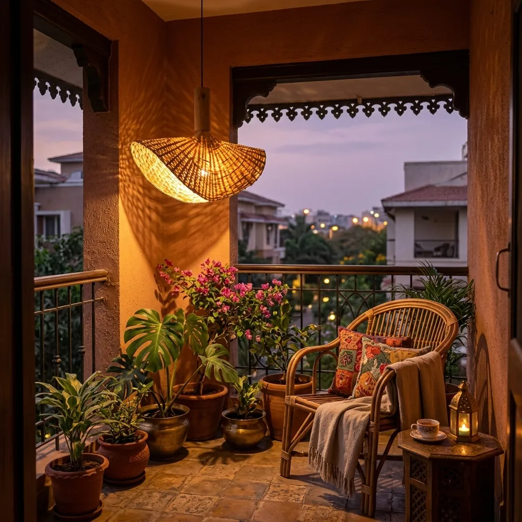 On the covered balcony