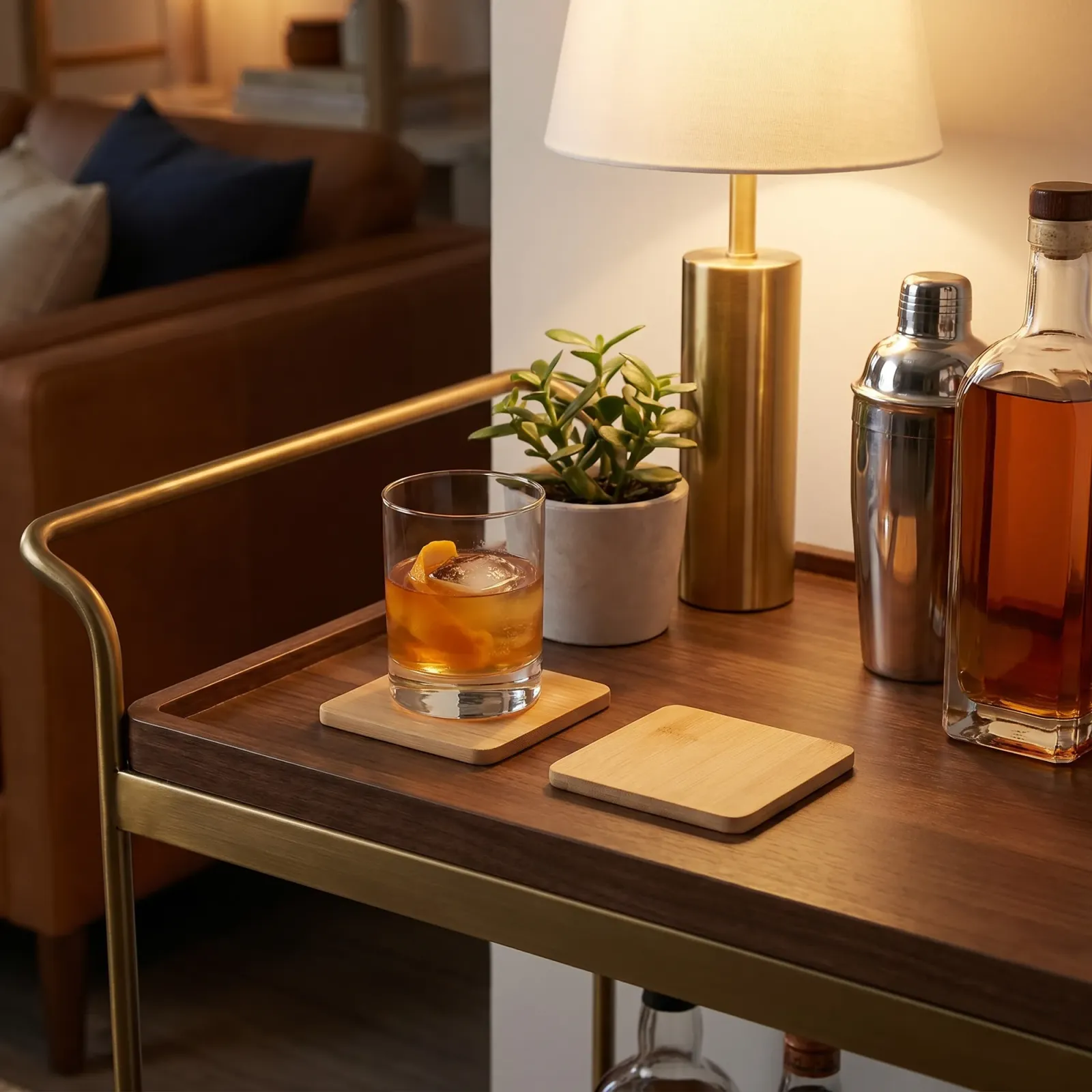 On the bar cart