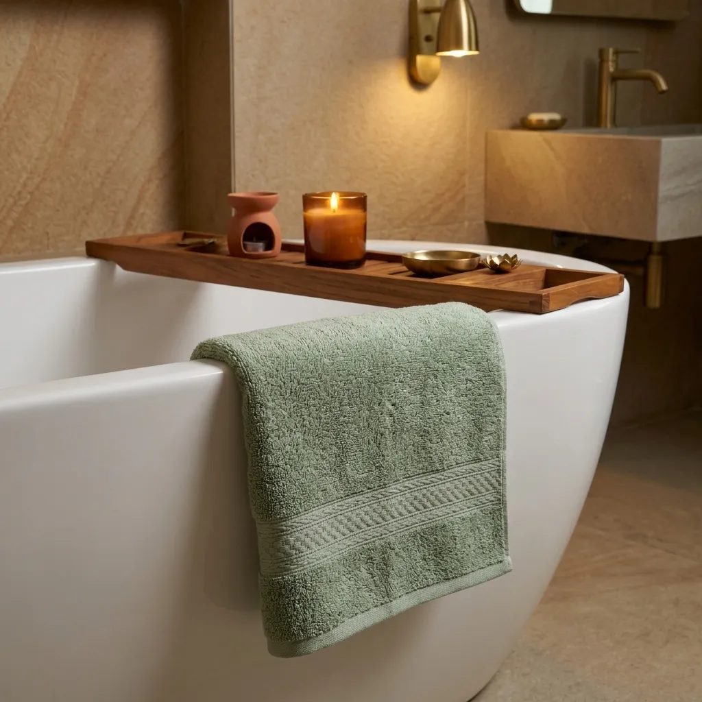 By the bath