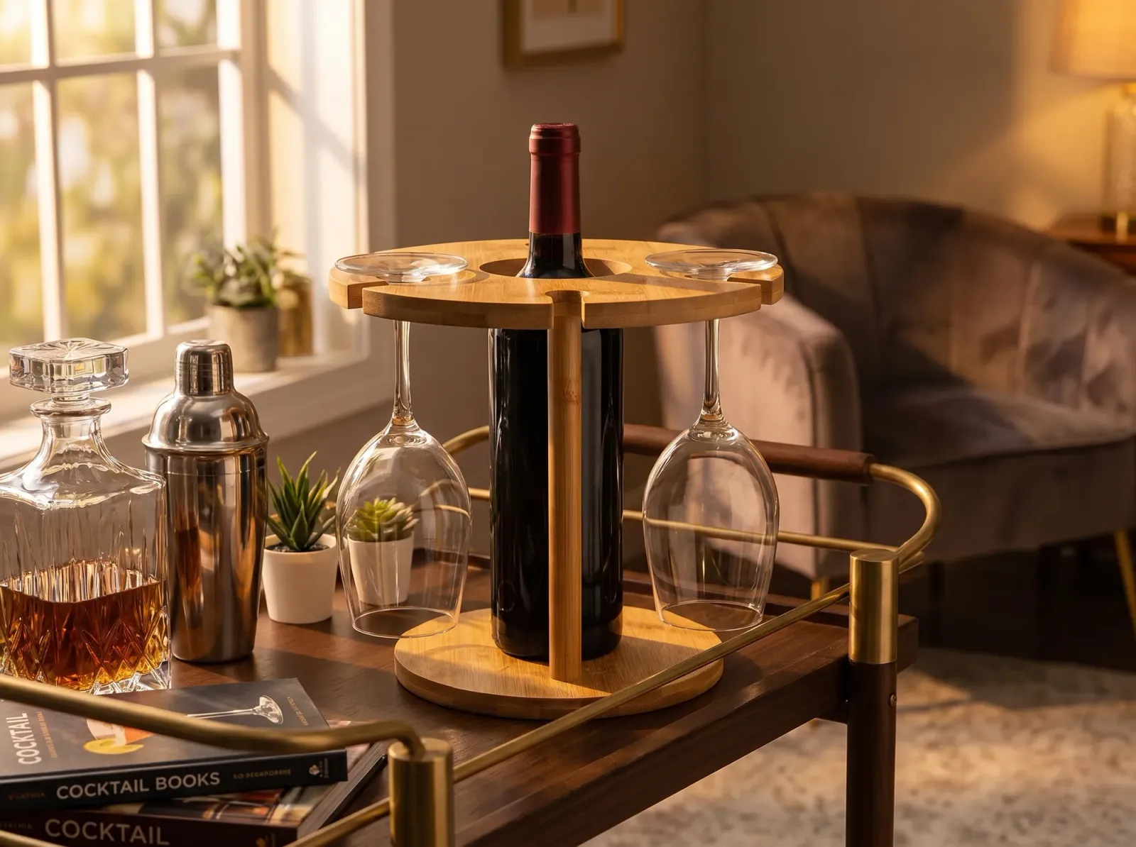 Bottle and glasses, together