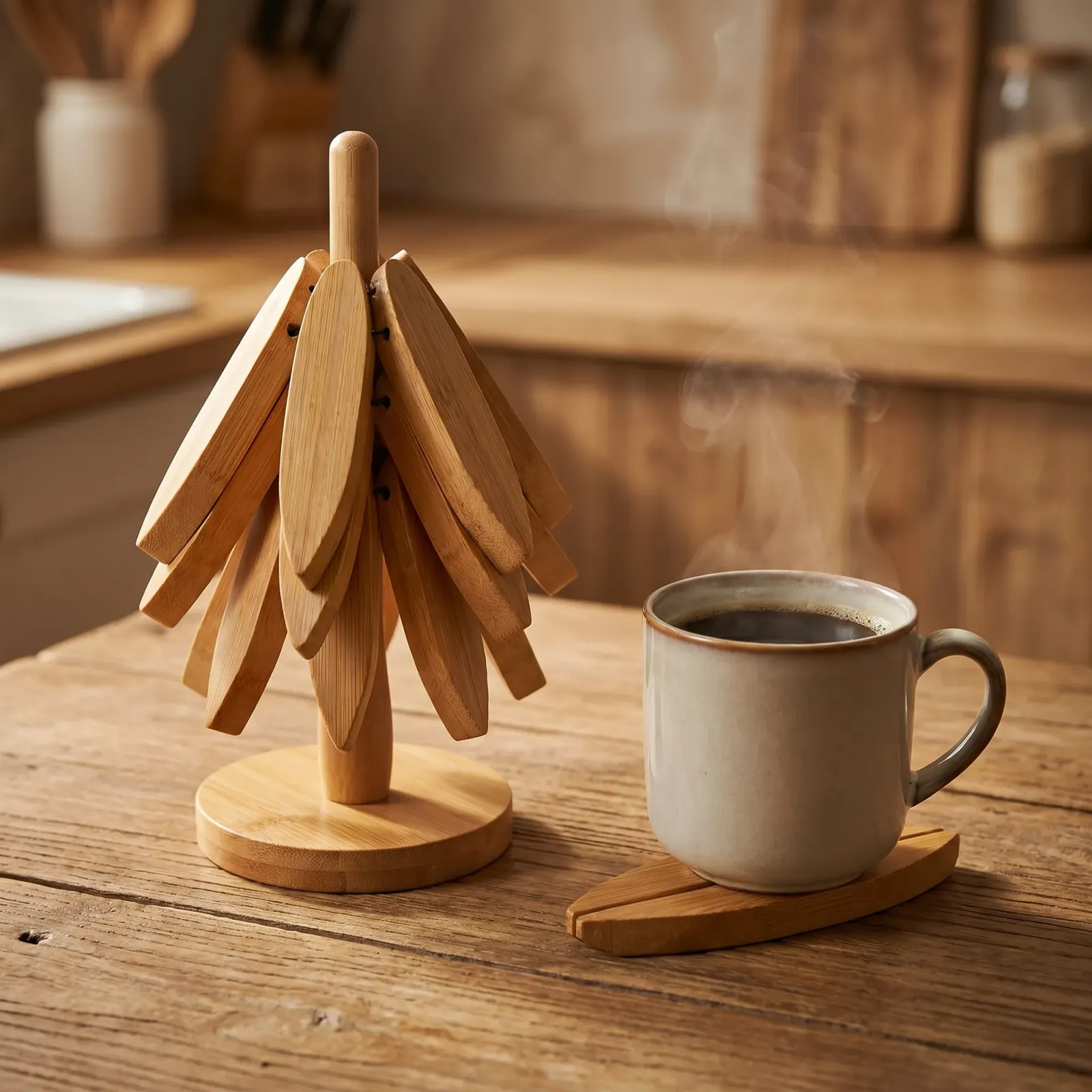 A leaf as a coaster