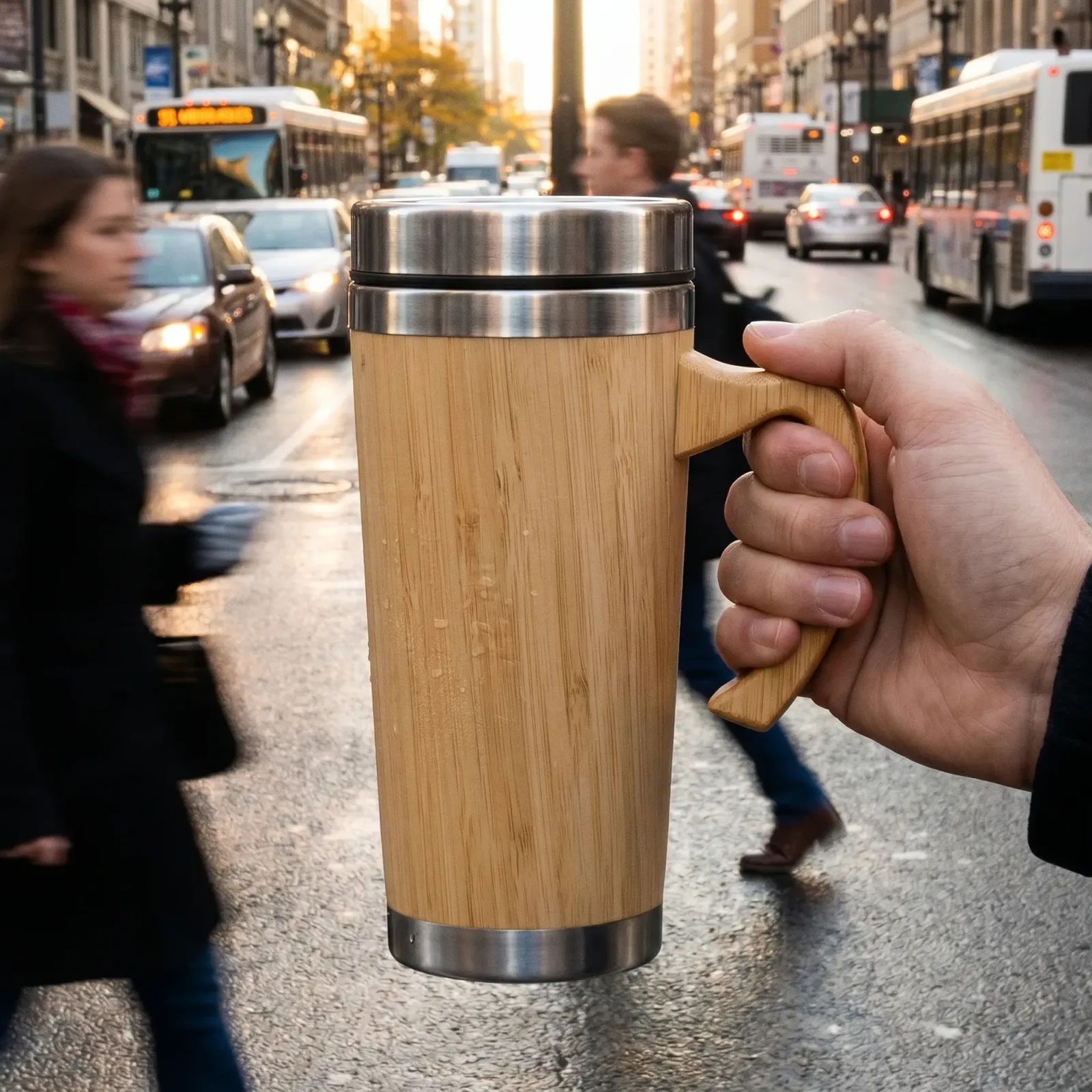 Carried by the handle
